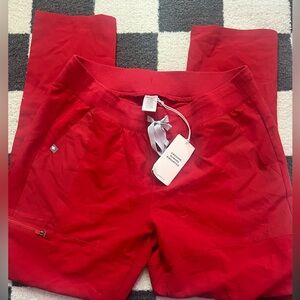 FIGS Scrubs Red Manari Slim Cargo Bottoms Medium